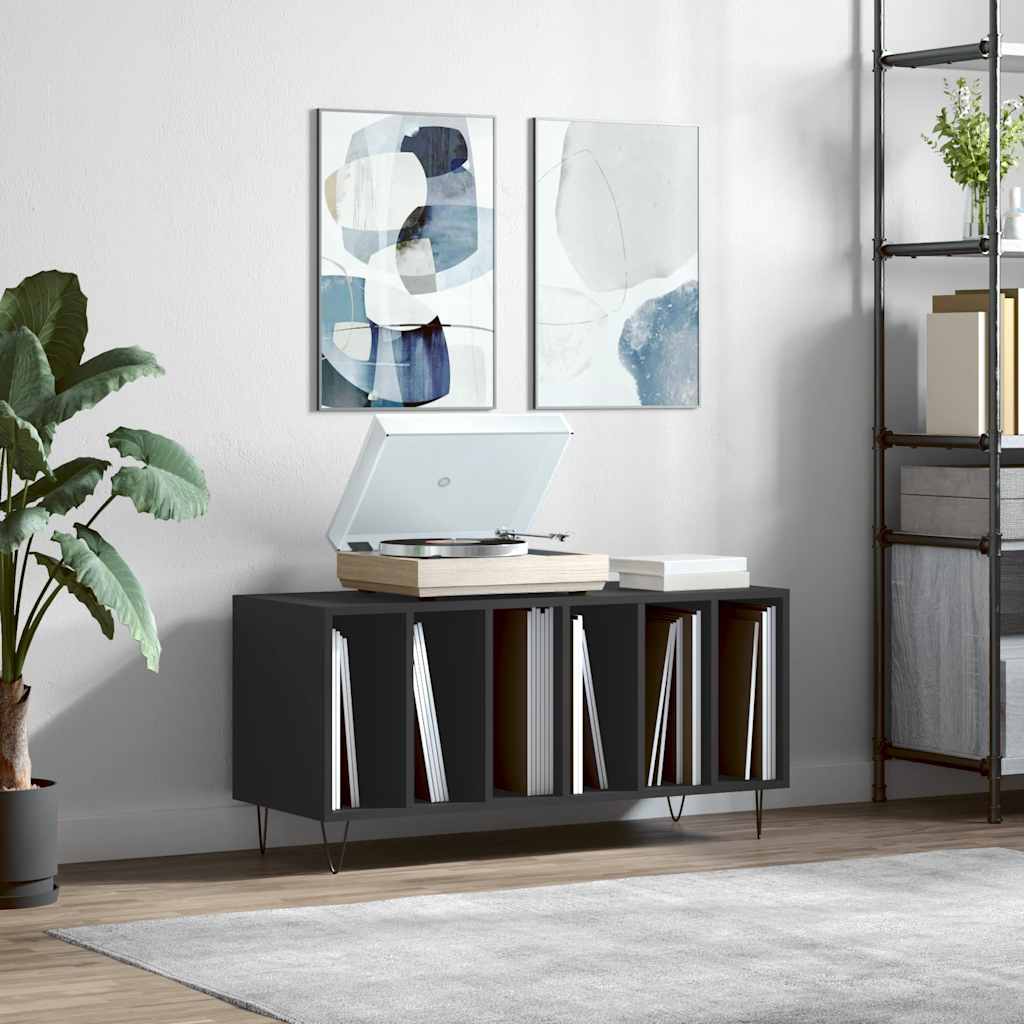 vinylskab 100x38x48 cm konstrueret træ sort