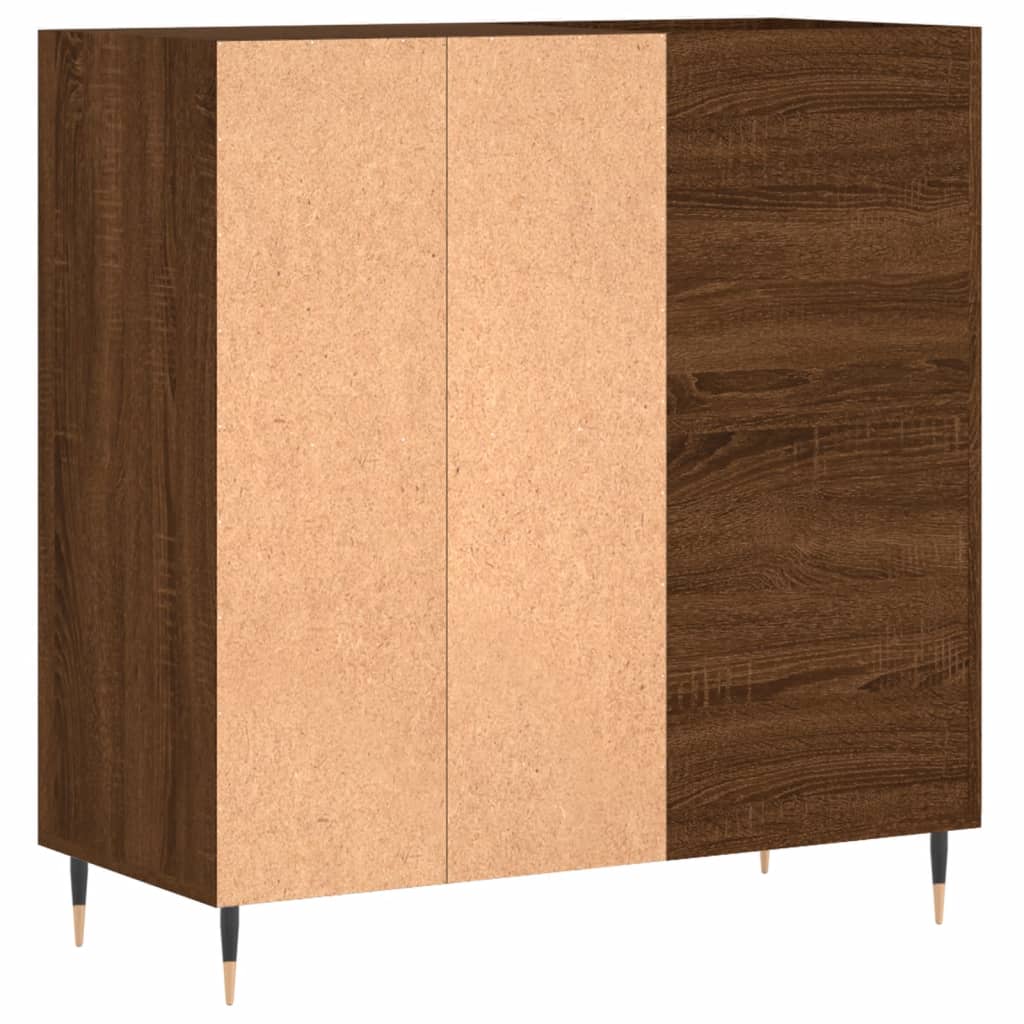 vinylskab 84,5x38x89 cm konstrueret træ brun egetræsfarve