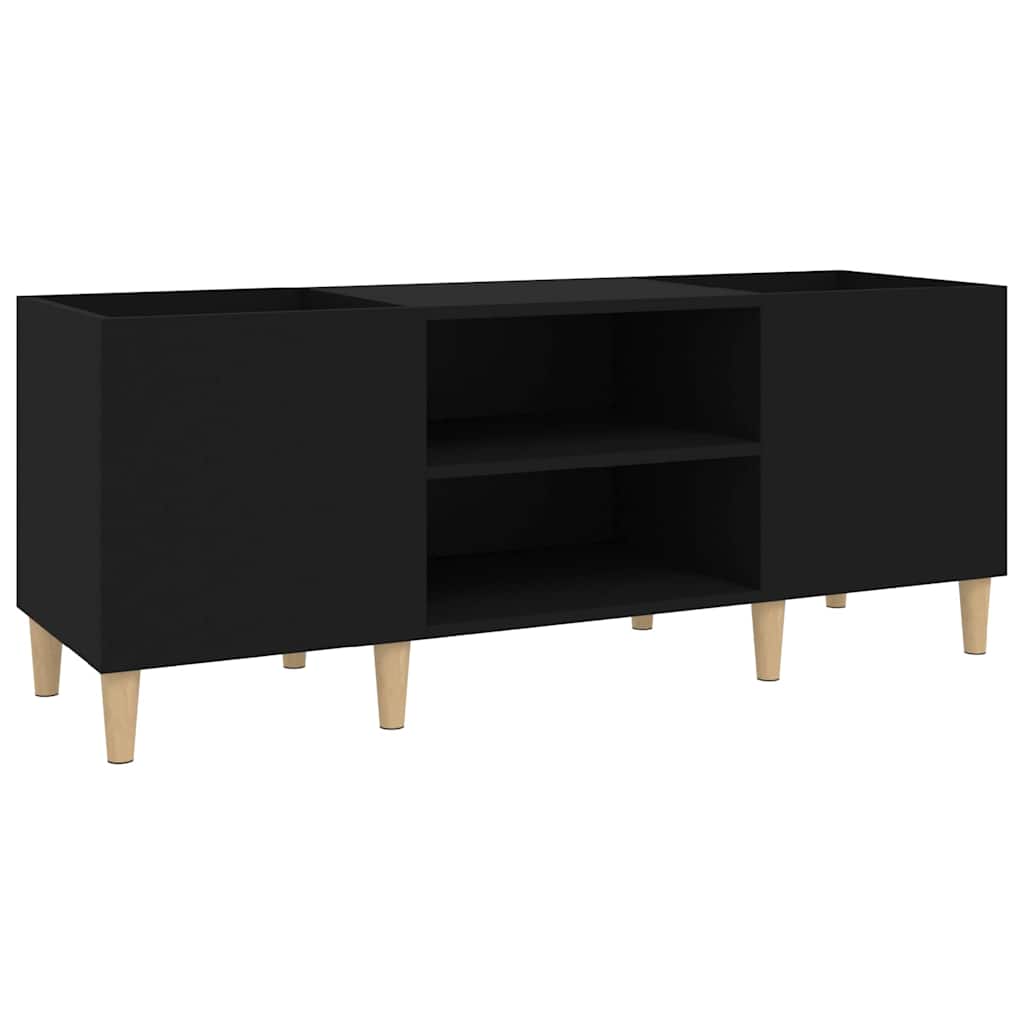 vinylskab 121x38x48 cm konstrueret træ sort