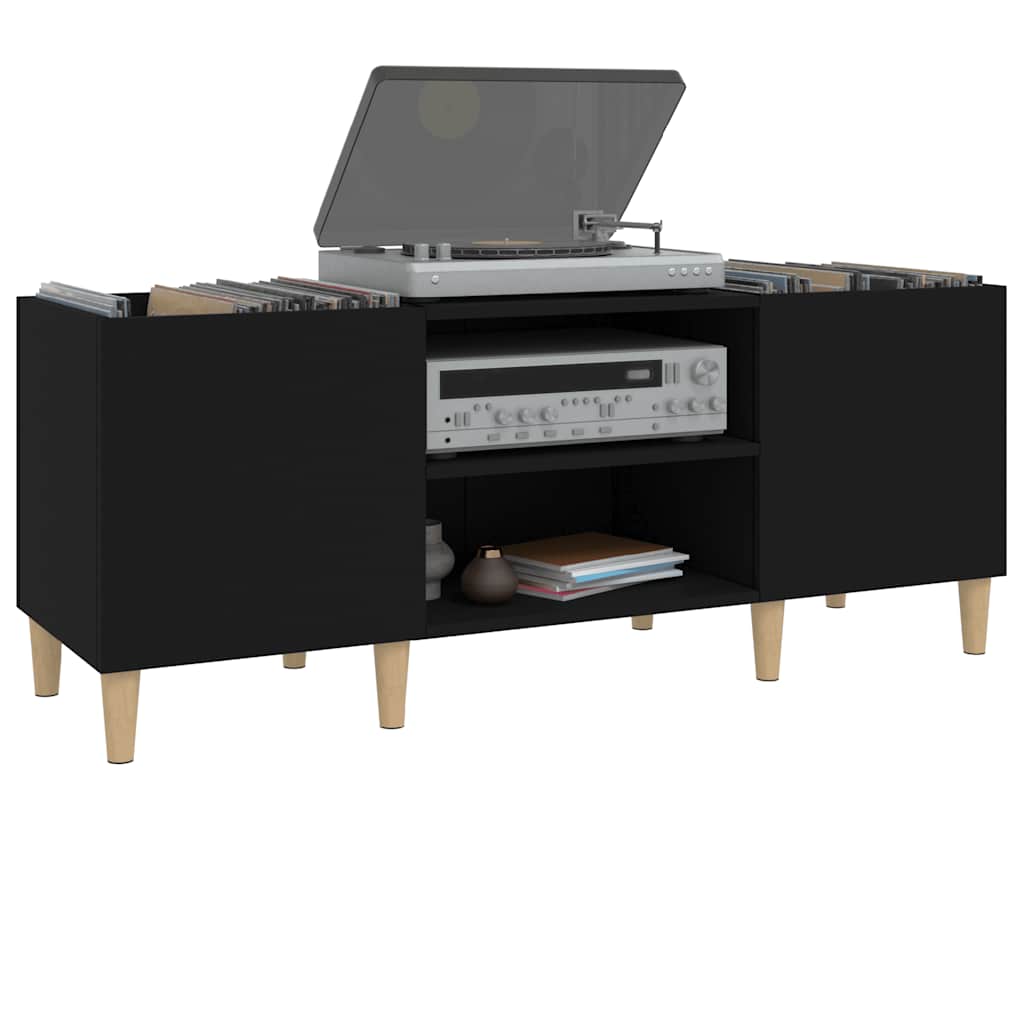 vinylskab 121x38x48 cm konstrueret træ sort