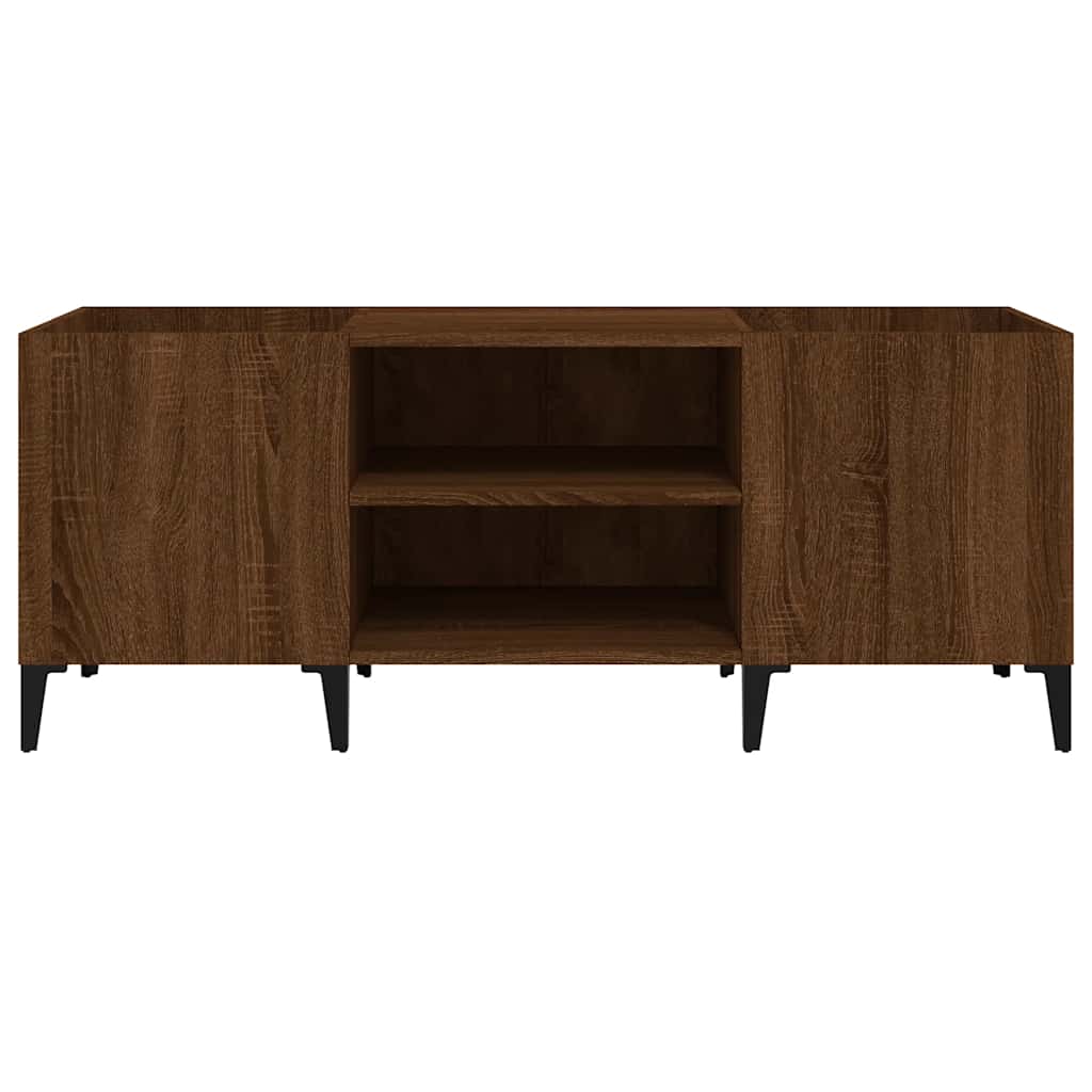 vinylskab 121x38x48 cm konstrueret træ brun egetræsfarve