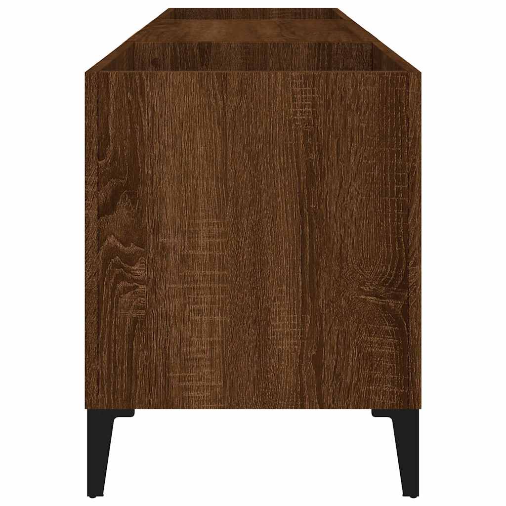 vinylskab 121x38x48 cm konstrueret træ brun egetræsfarve