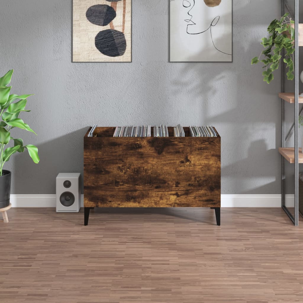 vinylskab 74,5x38x48 cm konstrueret træ røget egetræsfarve