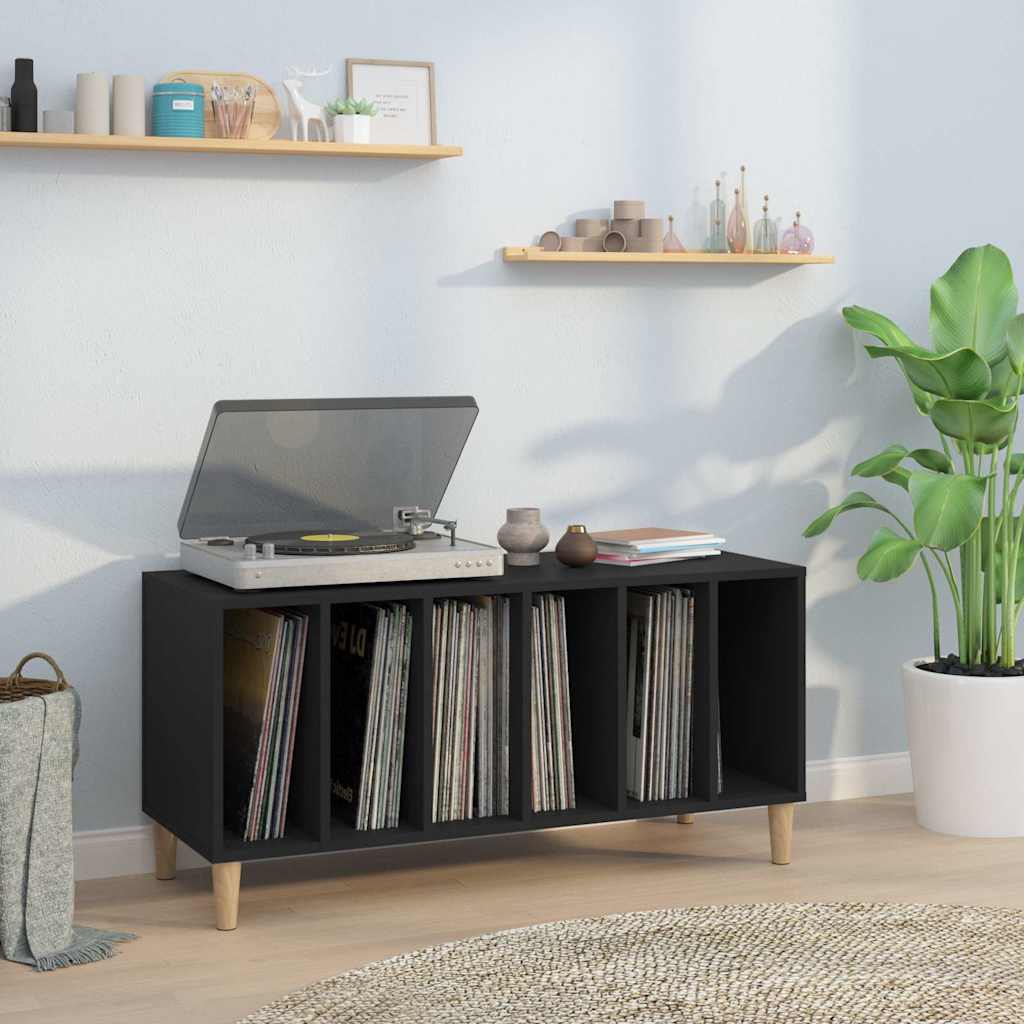vinylskab 100x38x48 cm konstrueret træ sort