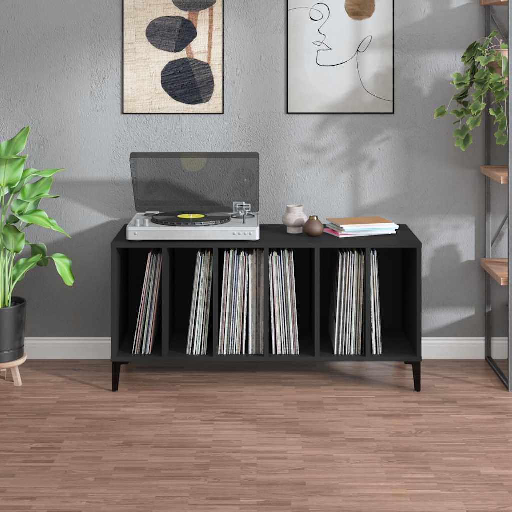 vinylskab 100x38x48 cm konstrueret træ sort