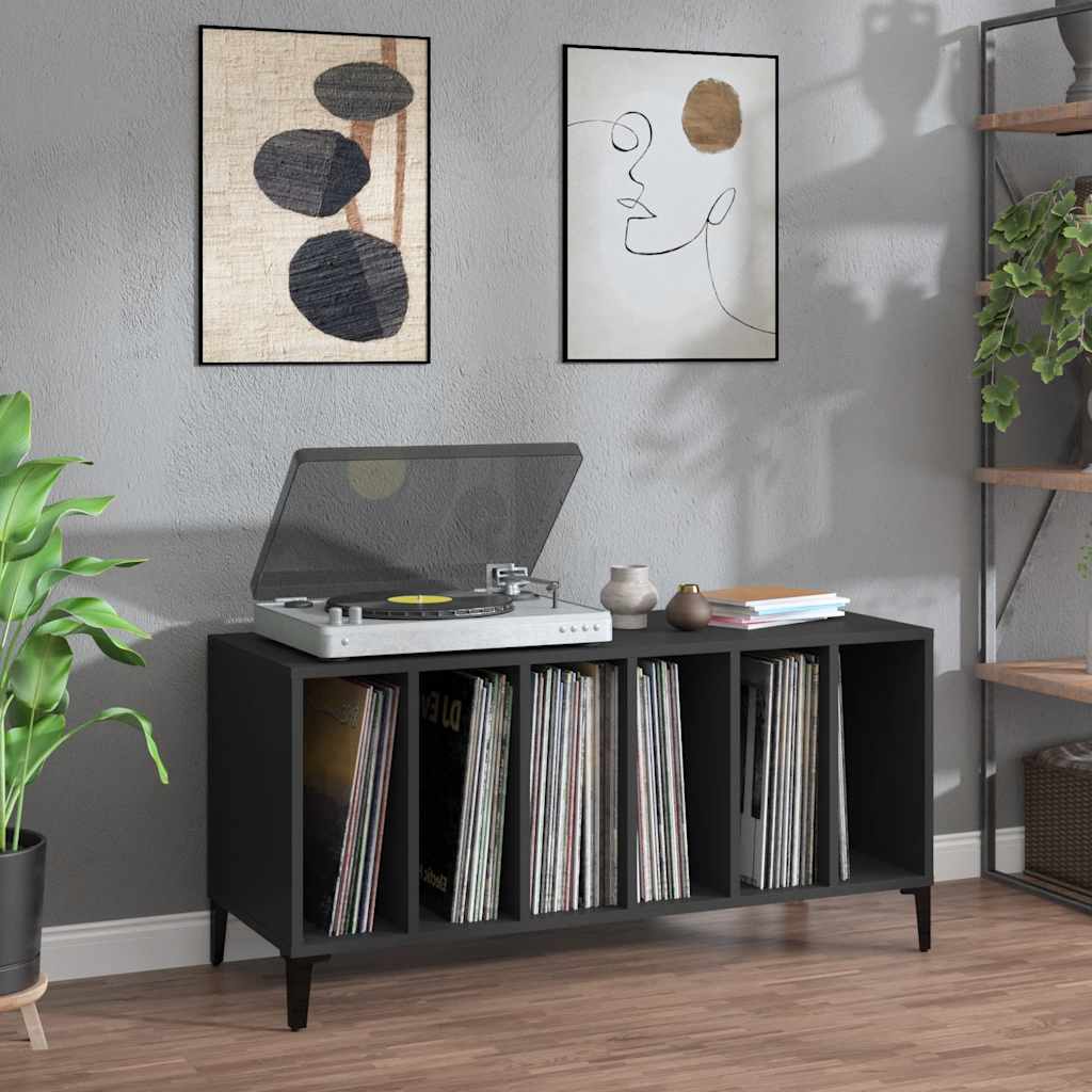vinylskab 100x38x48 cm konstrueret træ sort