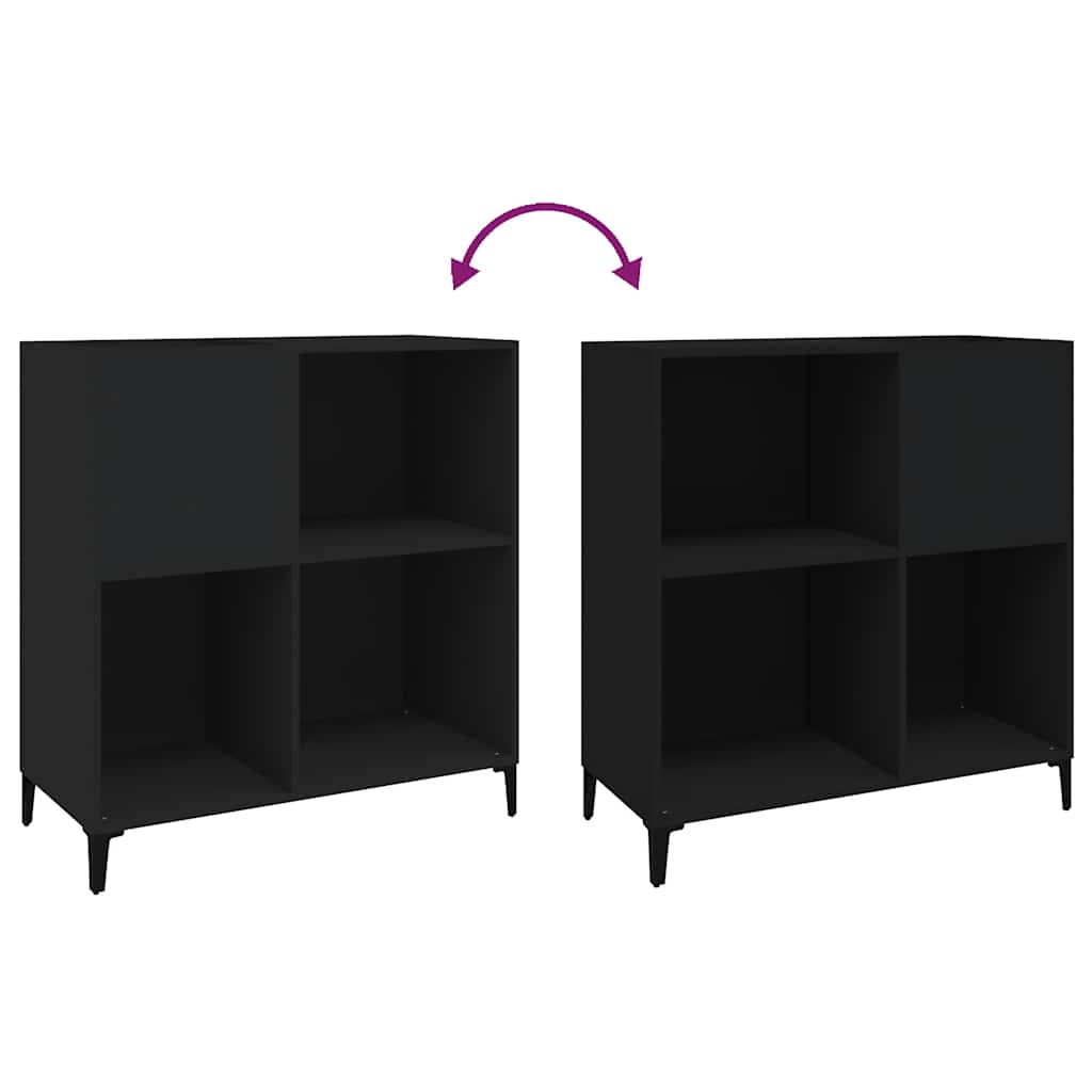 vinylskab 84,5x38x89 cm konstrueret træ sort