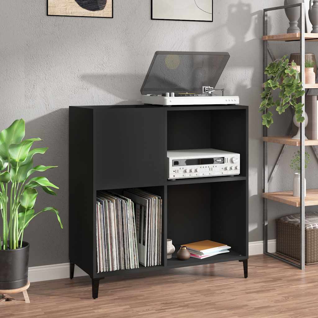 vinylskab 84,5x38x89 cm konstrueret træ sort