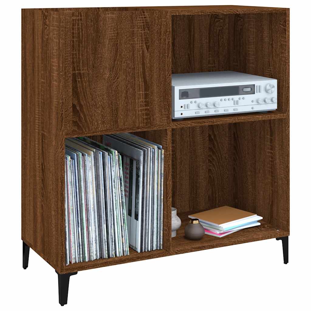 vinylskab 84,5x38x89 cm konstrueret træ brun egetræsfarve