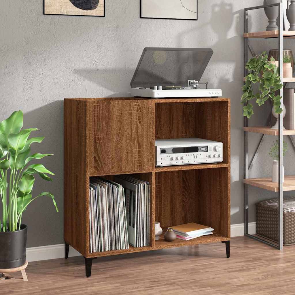 vinylskab 84,5x38x89 cm konstrueret træ brun egetræsfarve