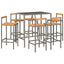 barsæt til haven 7 dele polyrattan og massivt akacietræ grå