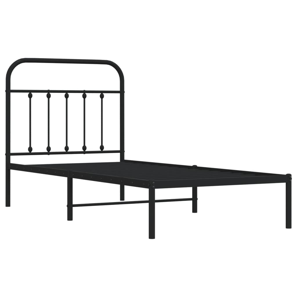 sengeramme med sengegavl 80x200 cm metal sort
