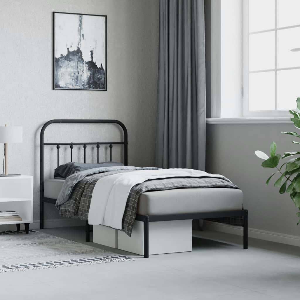 sengeramme med sengegavl 80x200 cm metal sort