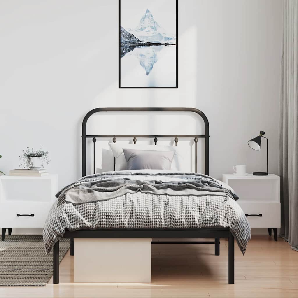 sengeramme med sengegavl 100x190 cm metal sort