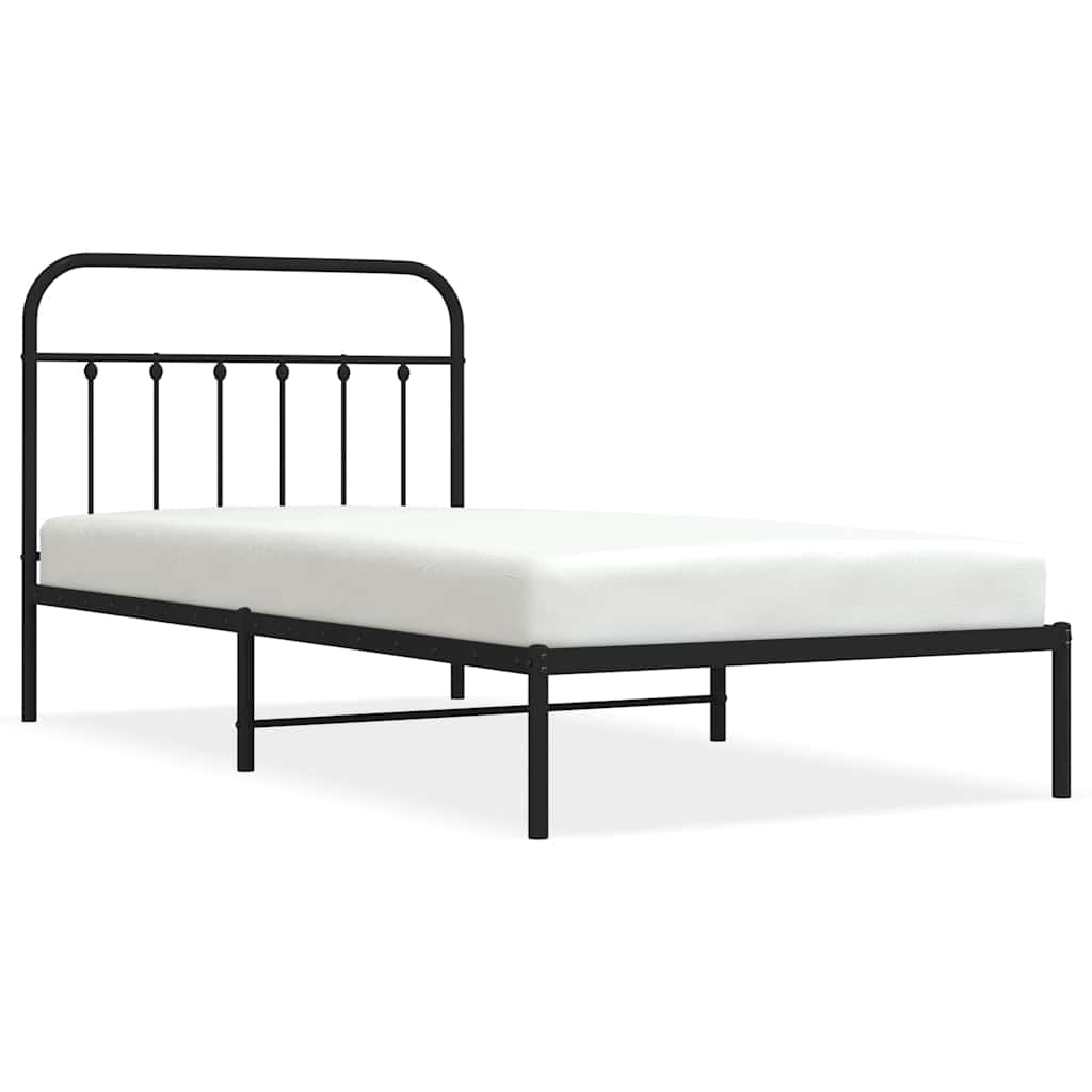 sengeramme med sengegavl 100x200 cm metal sort