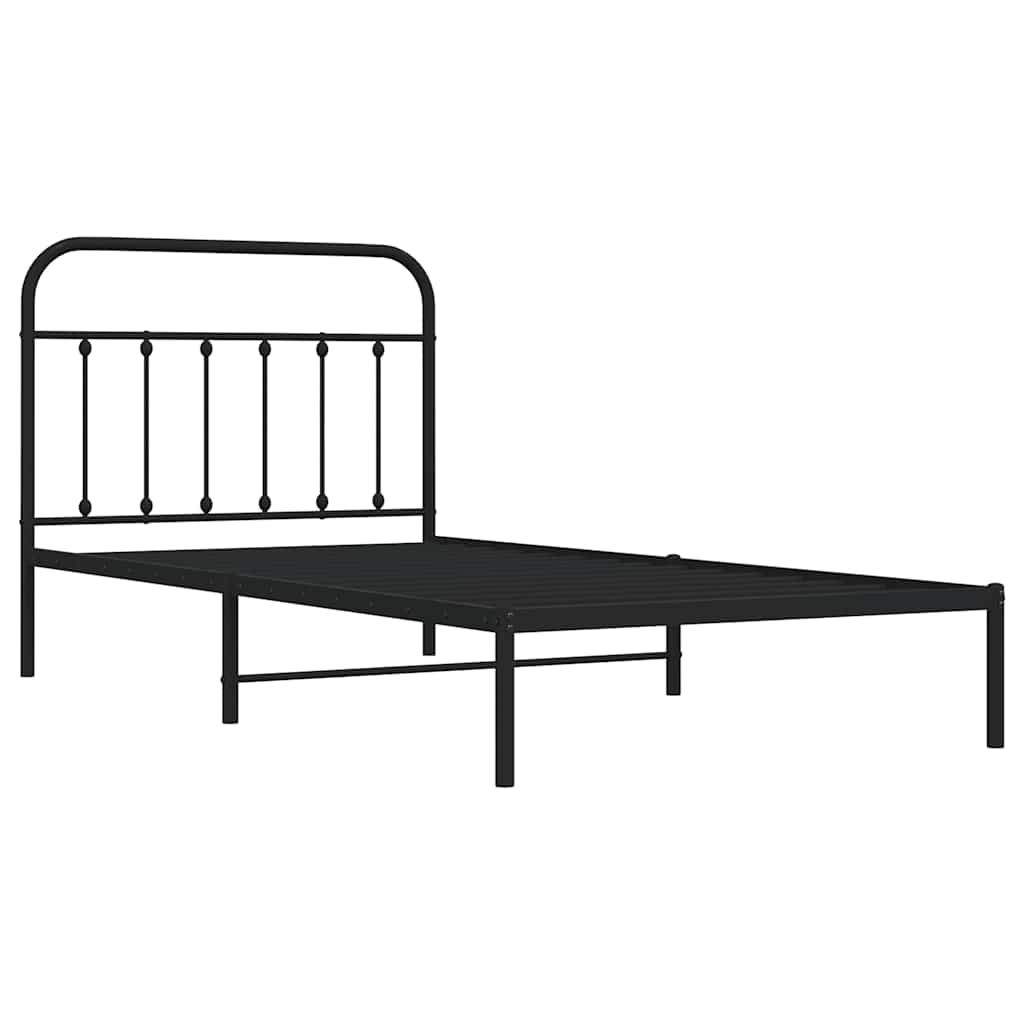 sengeramme med sengegavl 100x200 cm metal sort