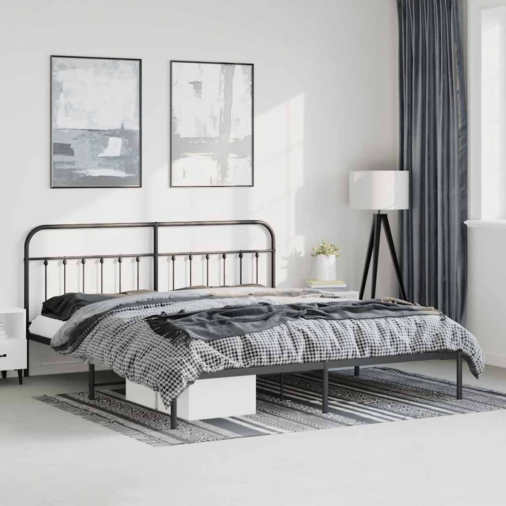 sengeramme med sengegavl 183x213 cm metal sort