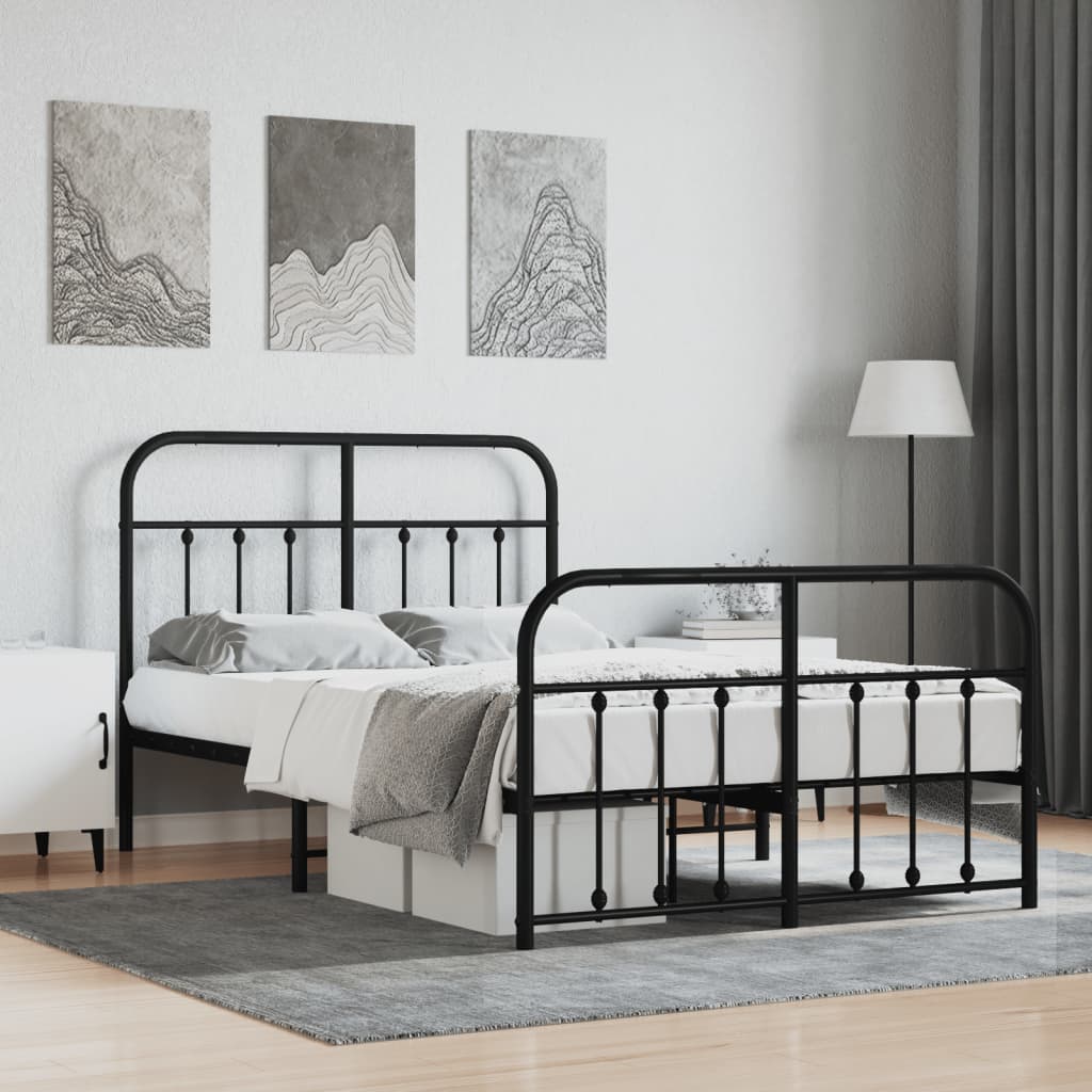 sengeramme med sengegavl og fodgærde 120x200 cm metal sort