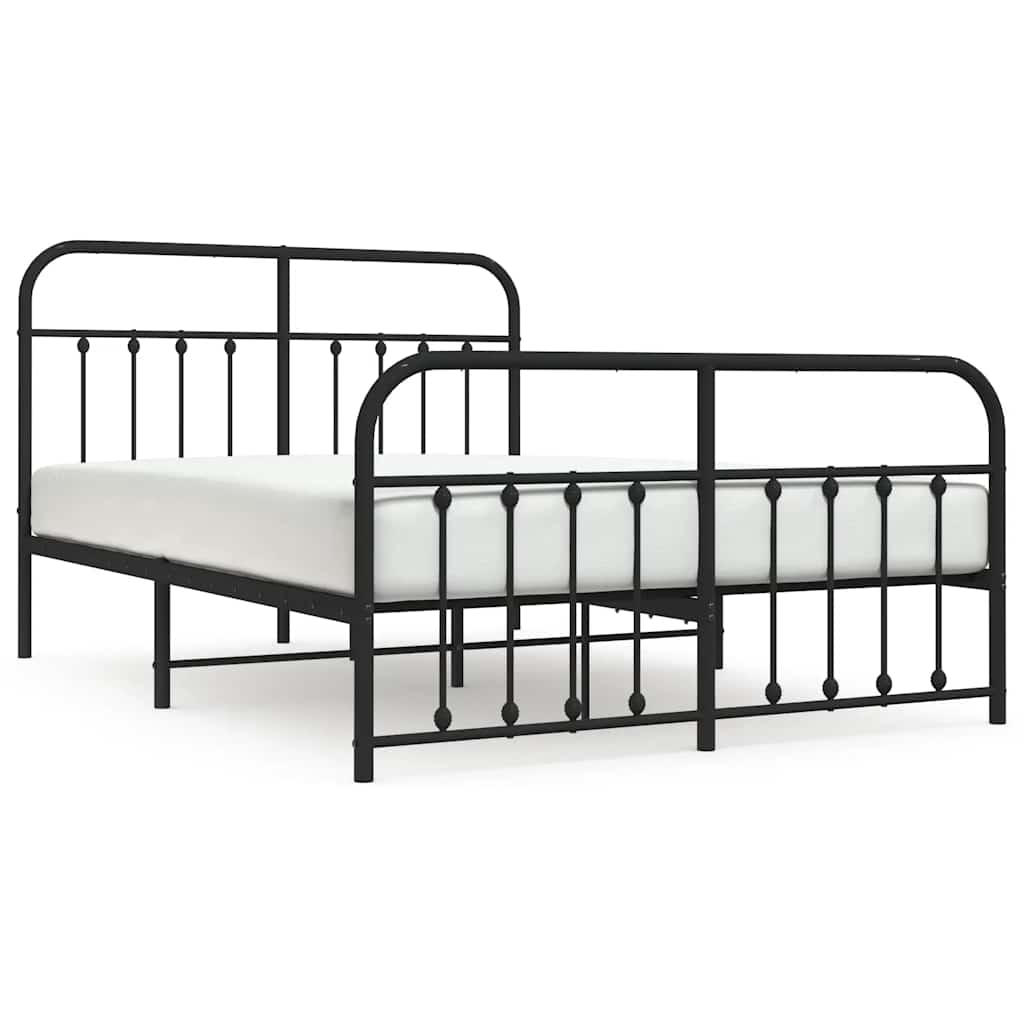 sengeramme med sengegavl og fodgærde 135x190 cm metal sort