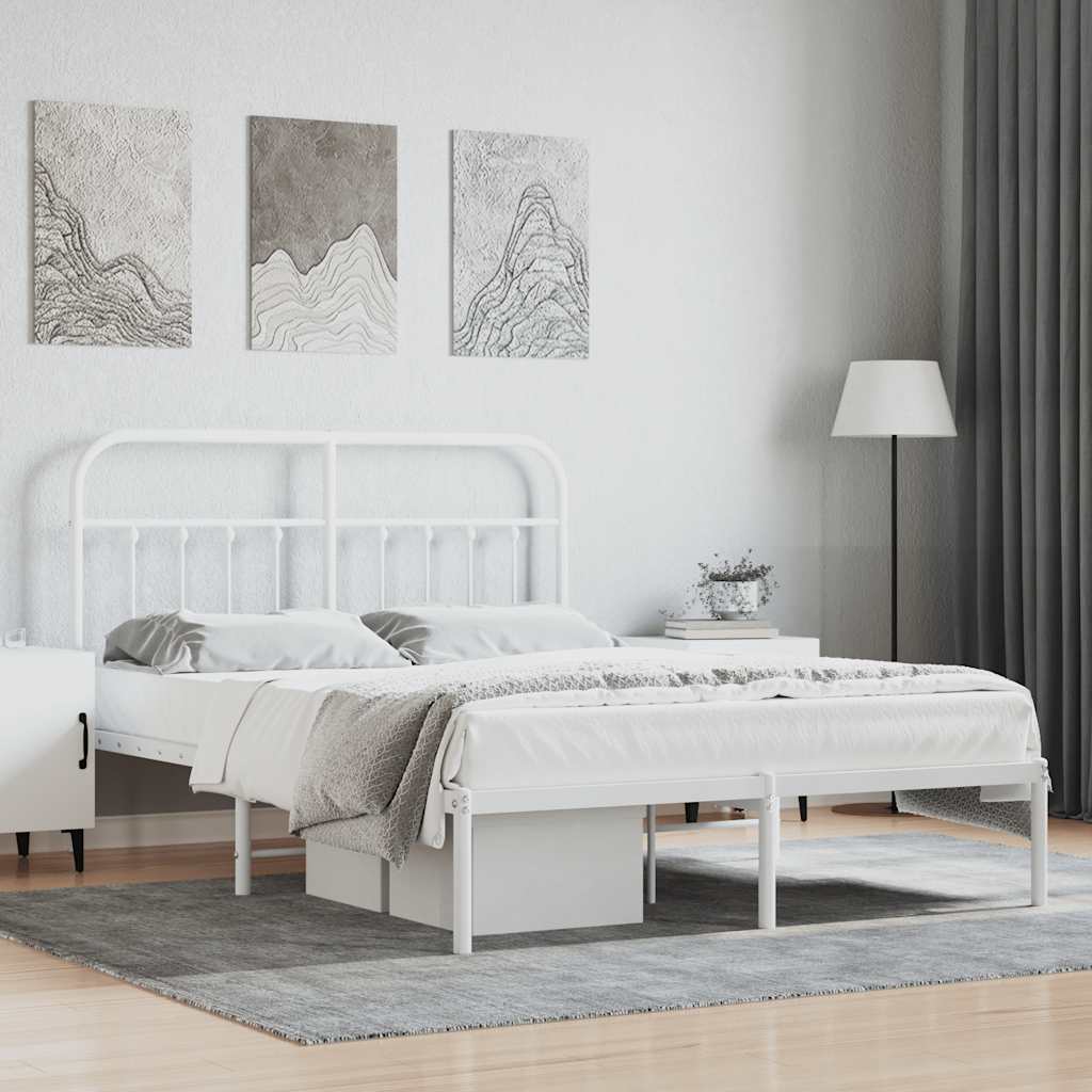 sengeramme med sengegavl 135x190 cm metal hvid