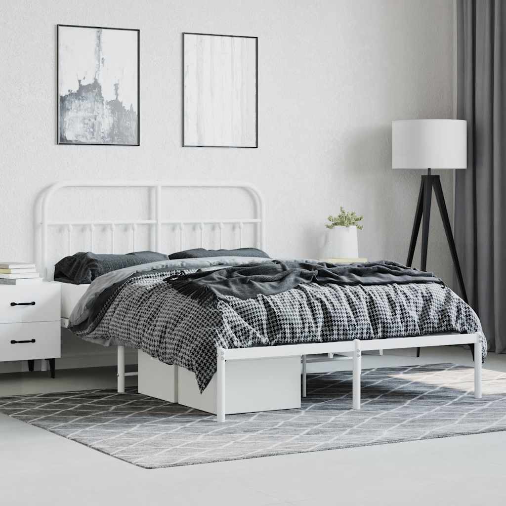 sengeramme med sengegavl 140x200 cm metal hvid