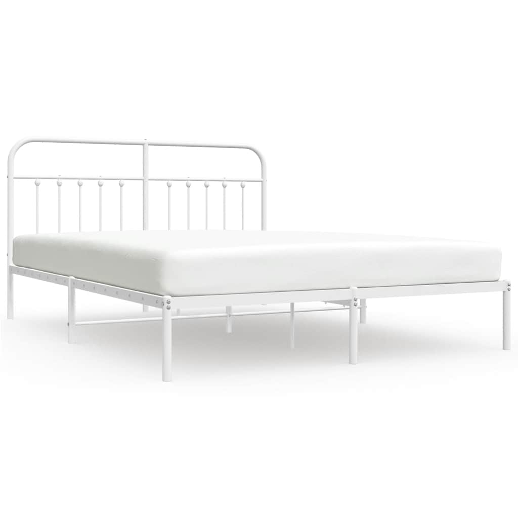 sengeramme med sengegavl 160x200 cm metal hvid