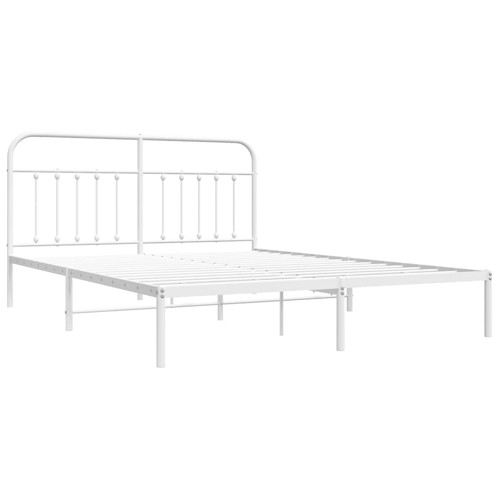 sengeramme med sengegavl 160x200 cm metal hvid