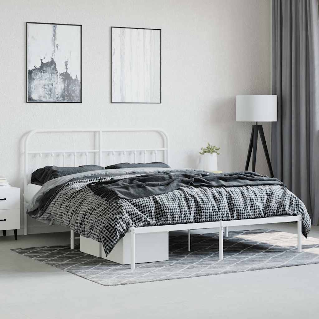 sengeramme med sengegavl 160x200 cm metal hvid
