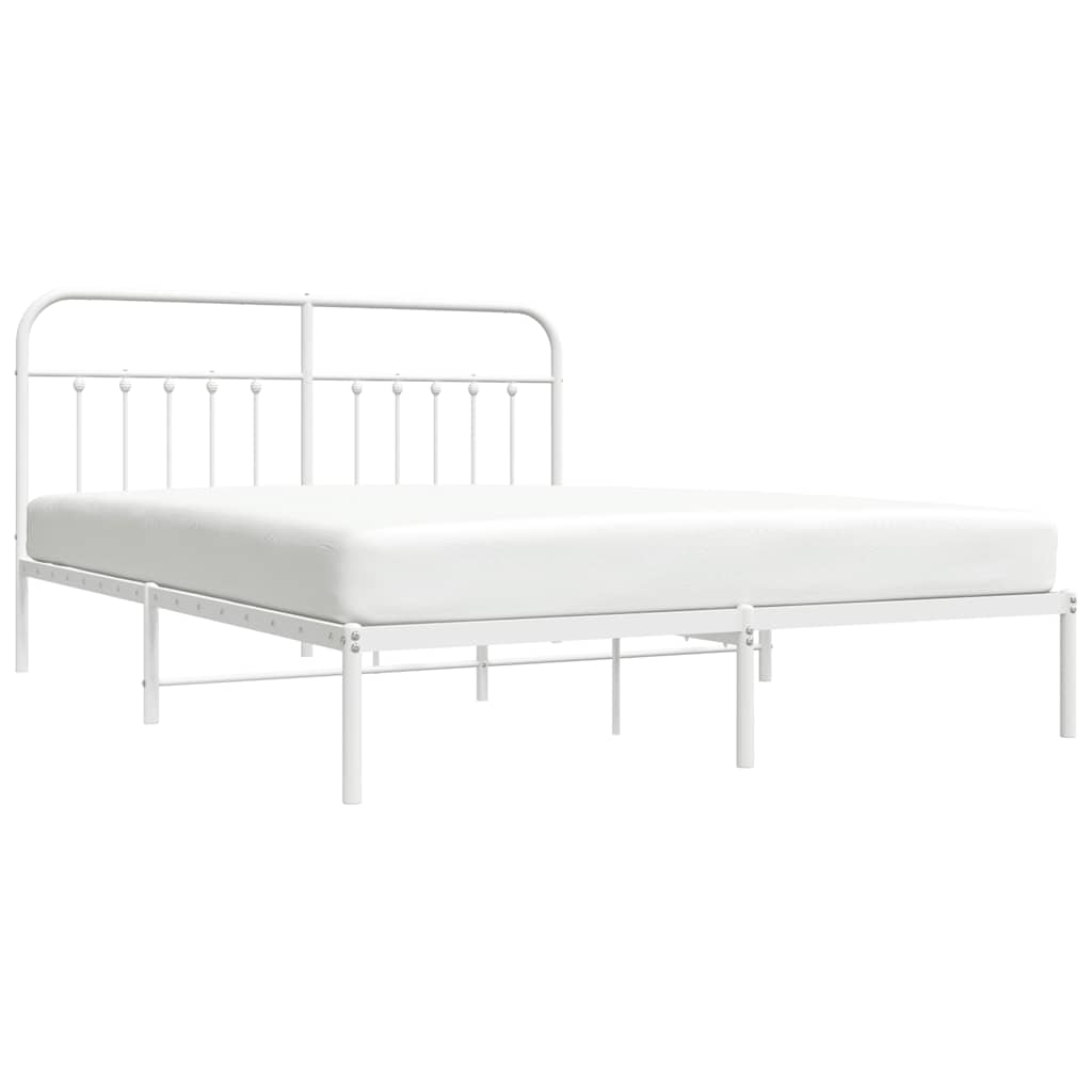 sengeramme med sengegavl 160x200 cm metal hvid