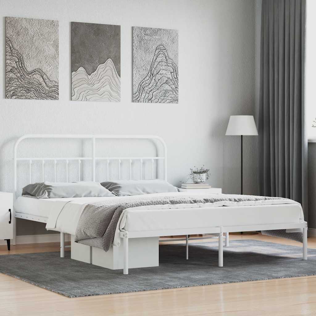 sengeramme med sengegavl 160x200 cm metal hvid