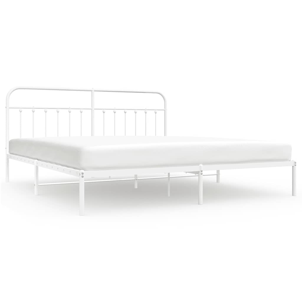 sengeramme med sengegavl 193x203 cm metal hvid