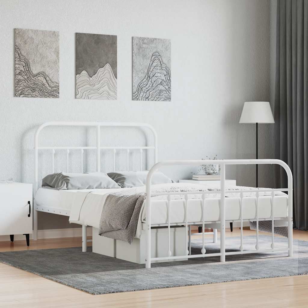 sengeramme med sengegavl og fodgærde 120x200 cm metal hvid