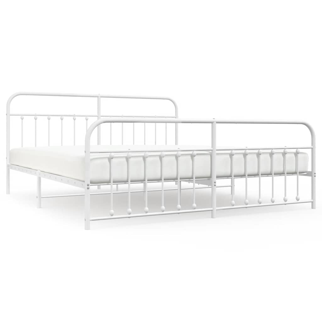 sengeramme med sengegavl og fodgærde 193x203 cm metal hvid