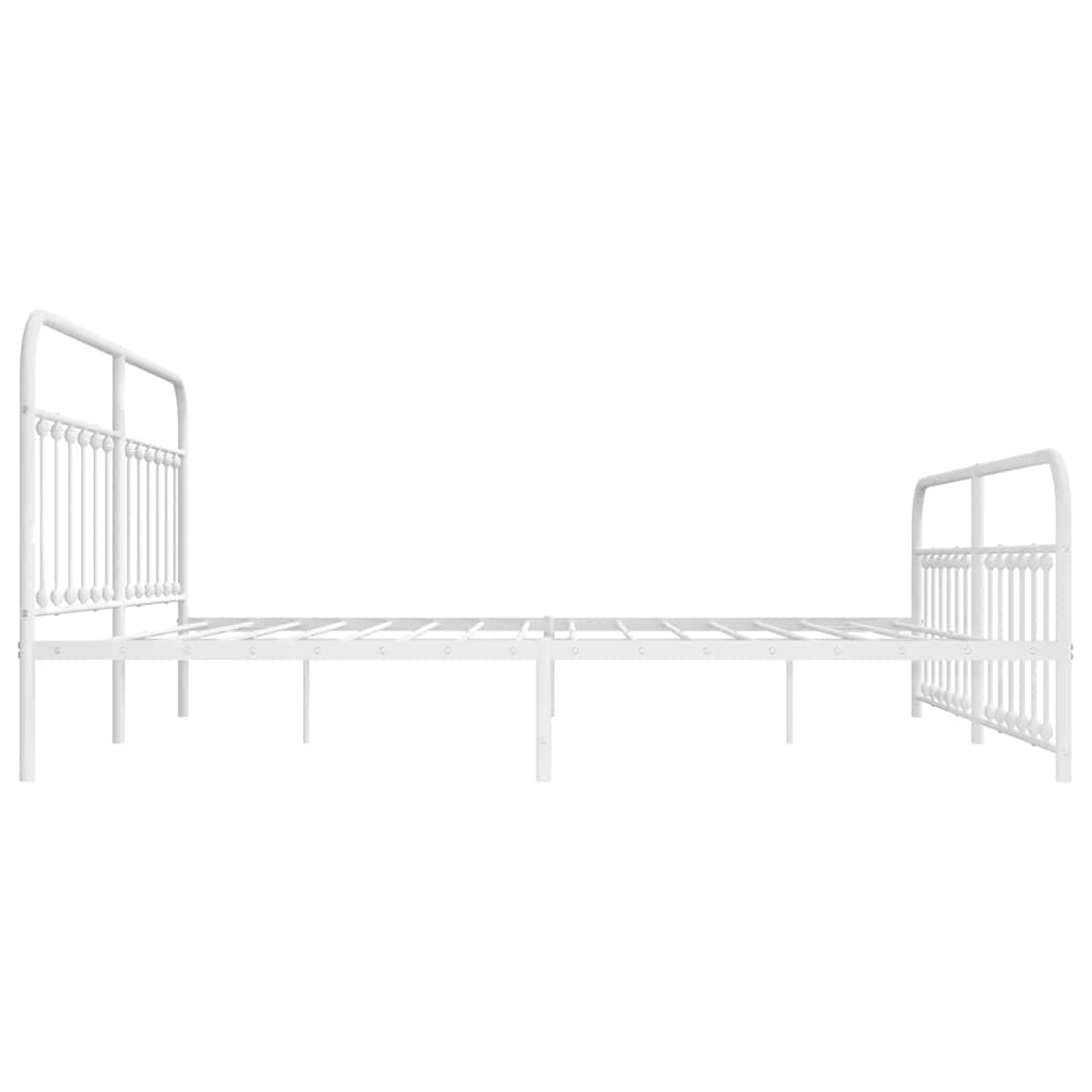 sengeramme med sengegavl og fodgærde 193x203 cm metal hvid