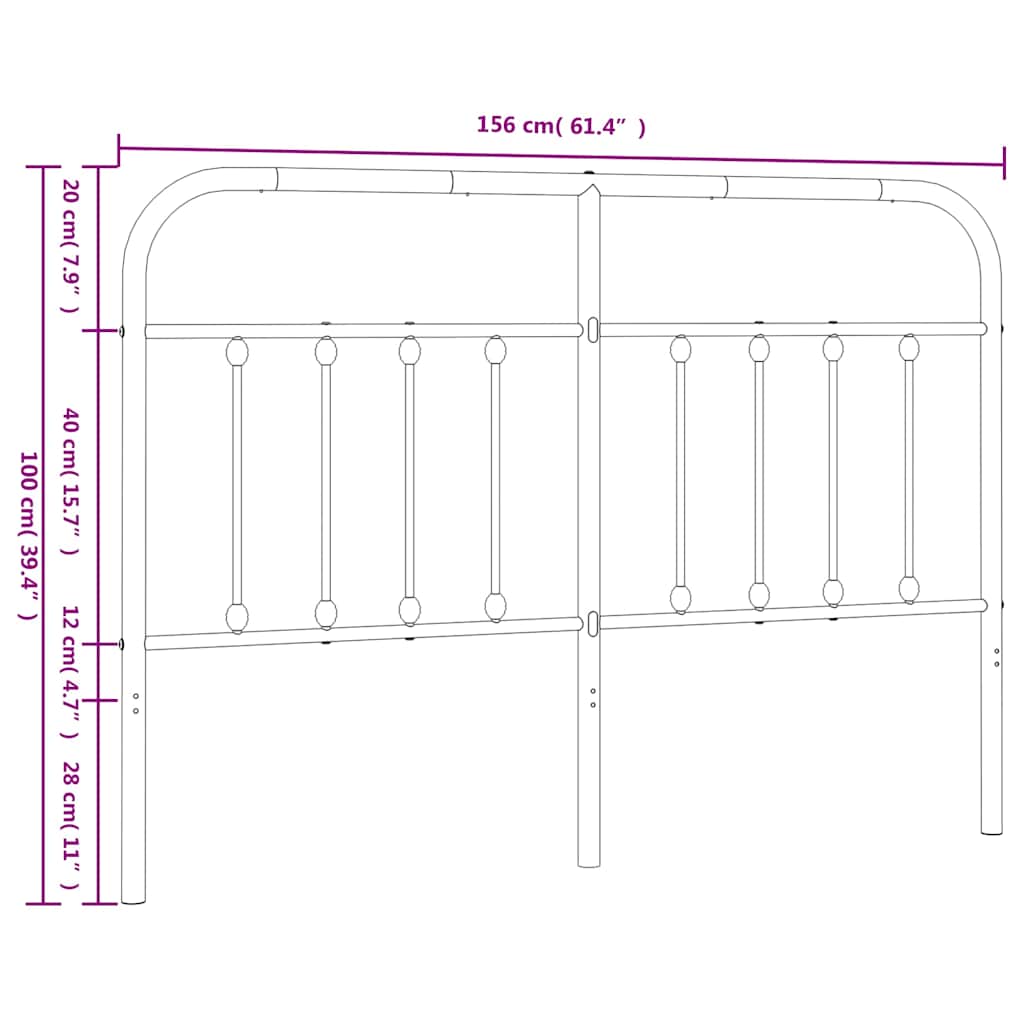 udskiftningsgavl 150 cm metal hvid