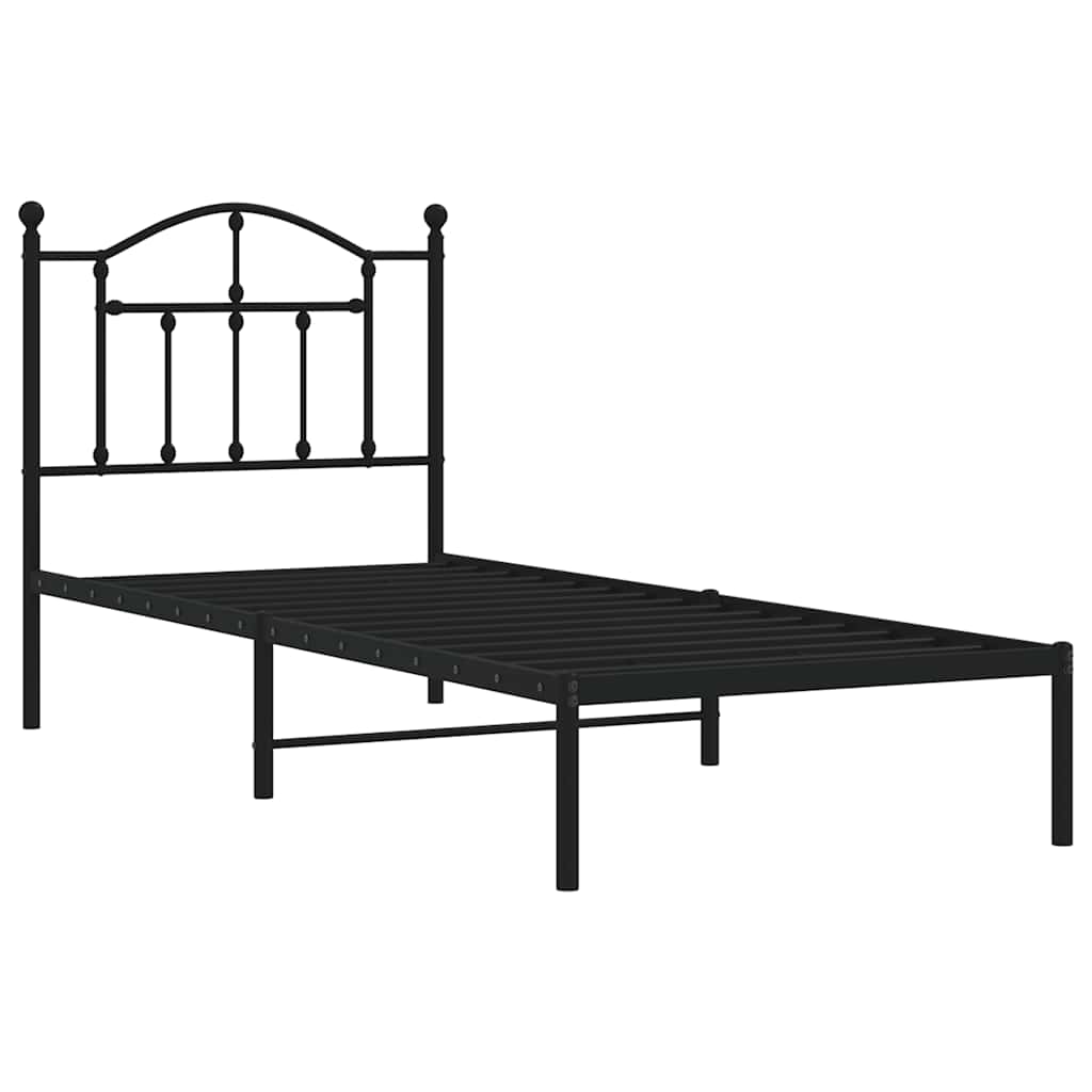 sengeramme med sengegavl 90x200 cm metal sort