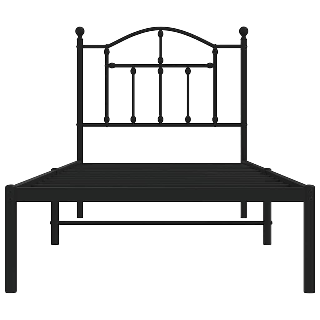 sengeramme med sengegavl 90x200 cm metal sort