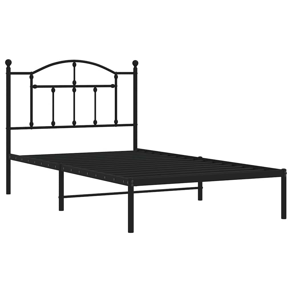 sengeramme med sengegavl 100x190 cm metal sort