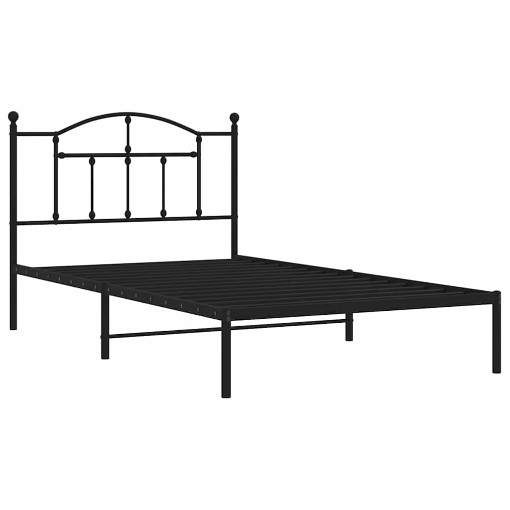 sengeramme med sengegavl 100x200 cm metal sort