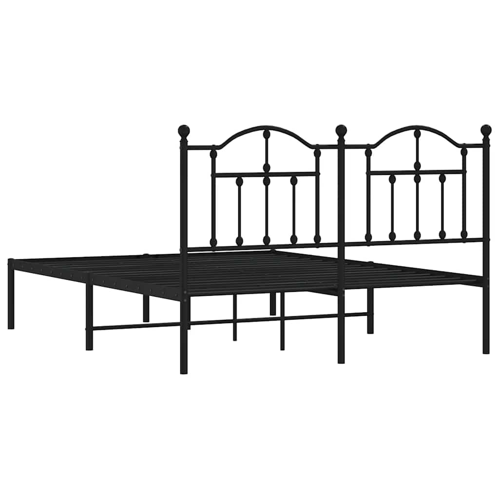 sengeramme med sengegavl 140x200 cm metal sort