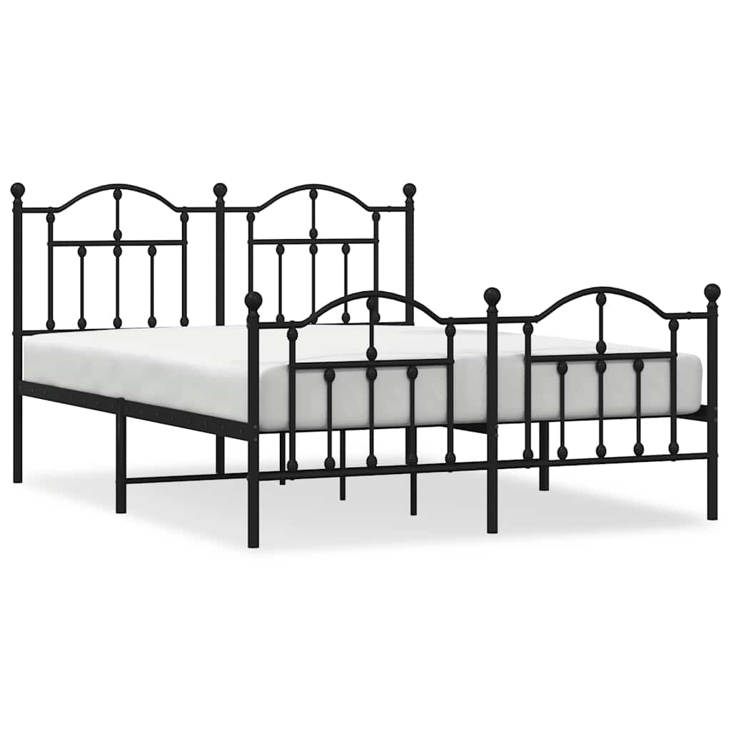 sengeramme med sengegavl og fodgærde 140x190 cm metal sort