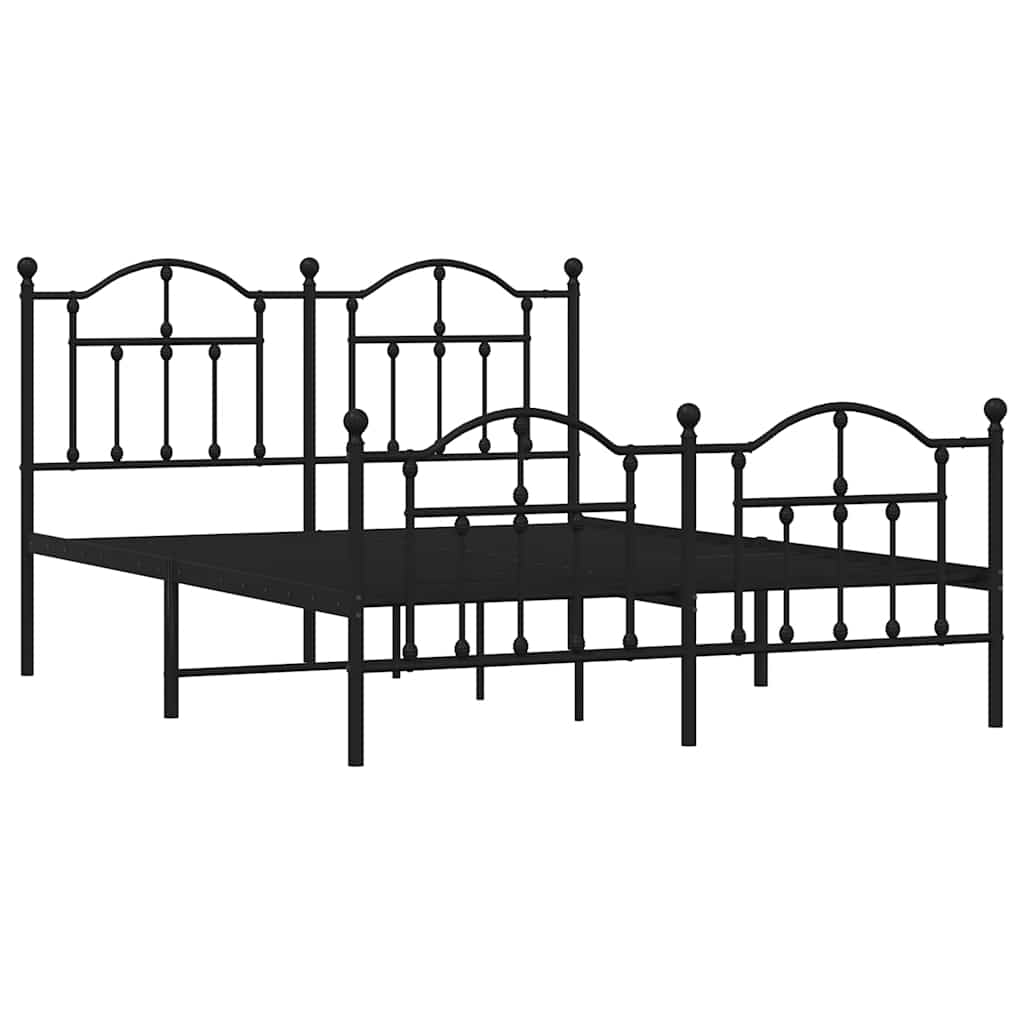 sengeramme med sengegavl og fodgærde 140x190 cm metal sort