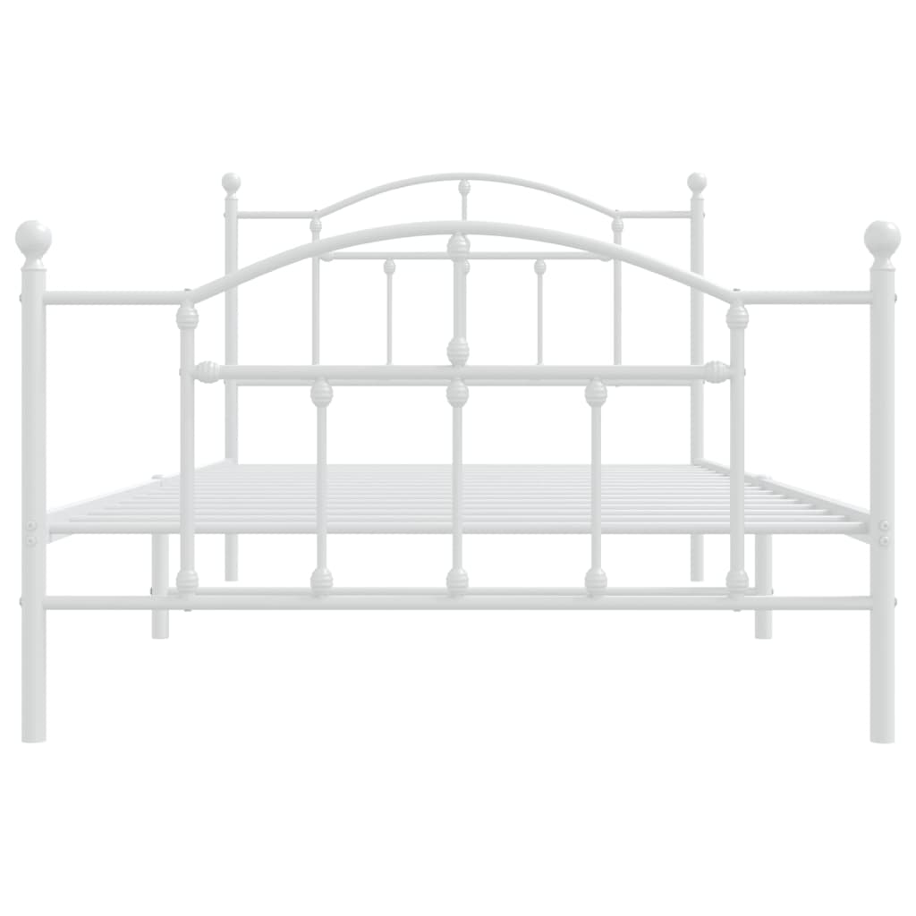 sengeramme med sengegavl og fodgærde 107x203 cm metal hvid