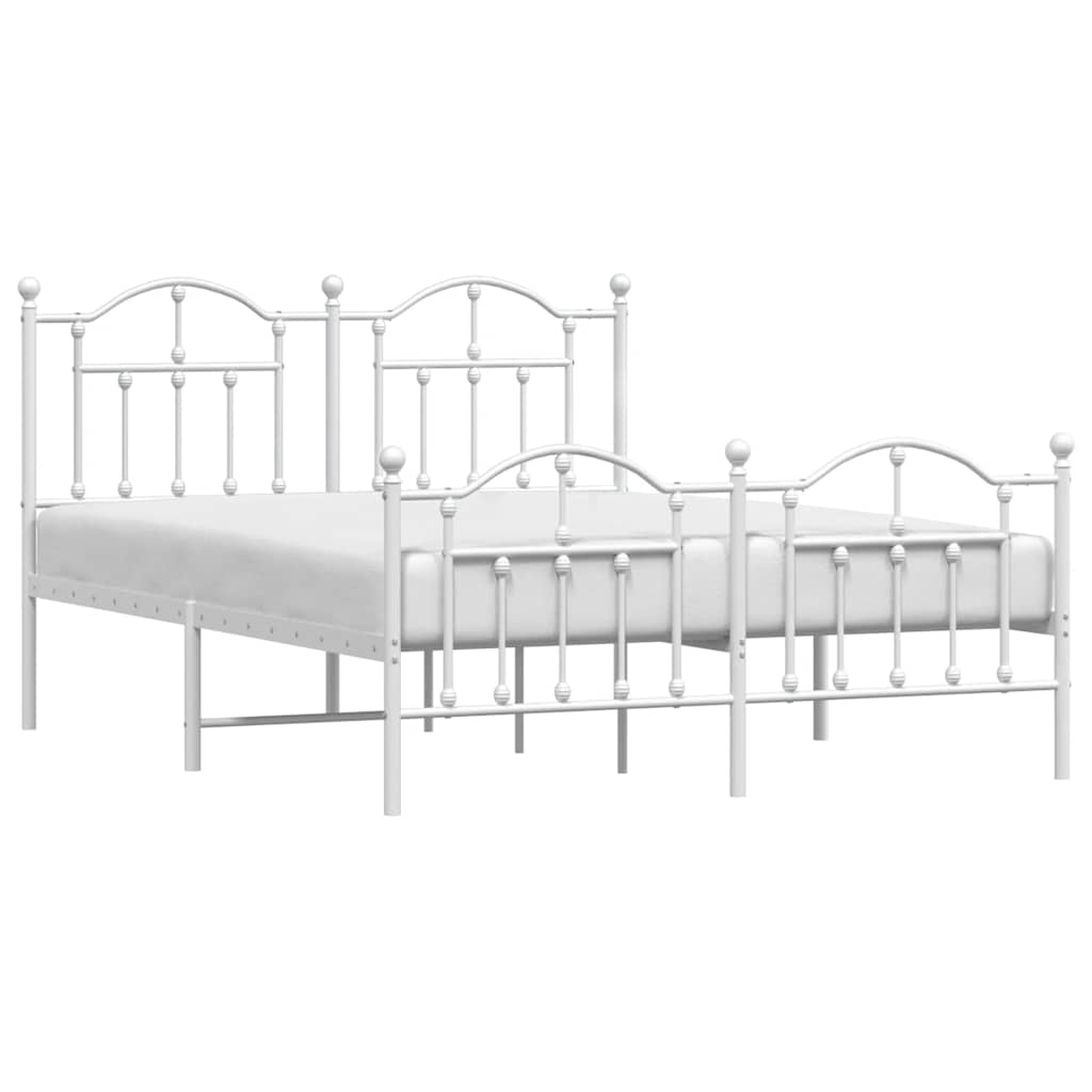sengeramme med sengegavl og fodgærde 135x190 cm metal hvid