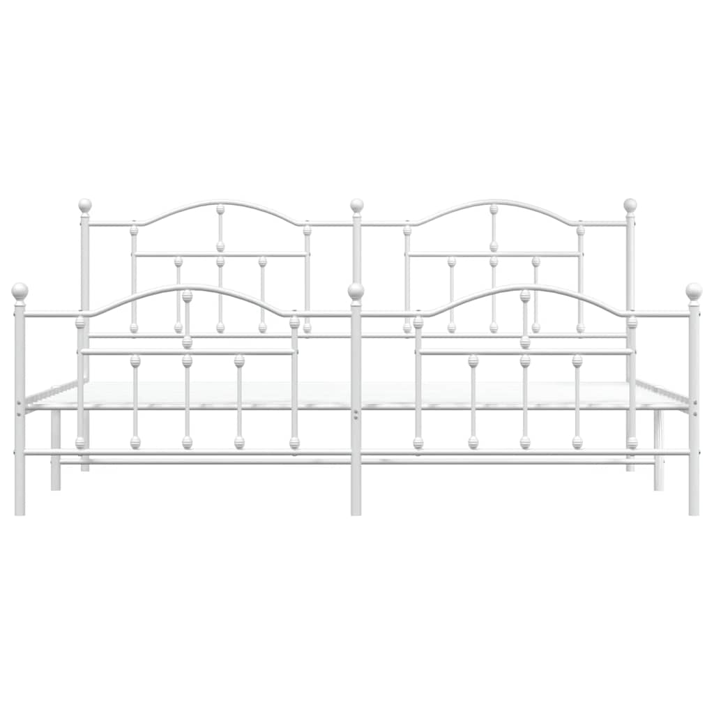 sengeramme med sengegavl og fodgærde 193x203 cm metal hvid