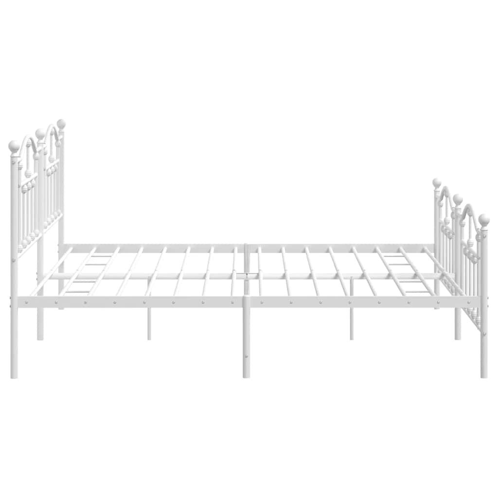 sengeramme med sengegavl og fodgærde 193x203 cm metal hvid