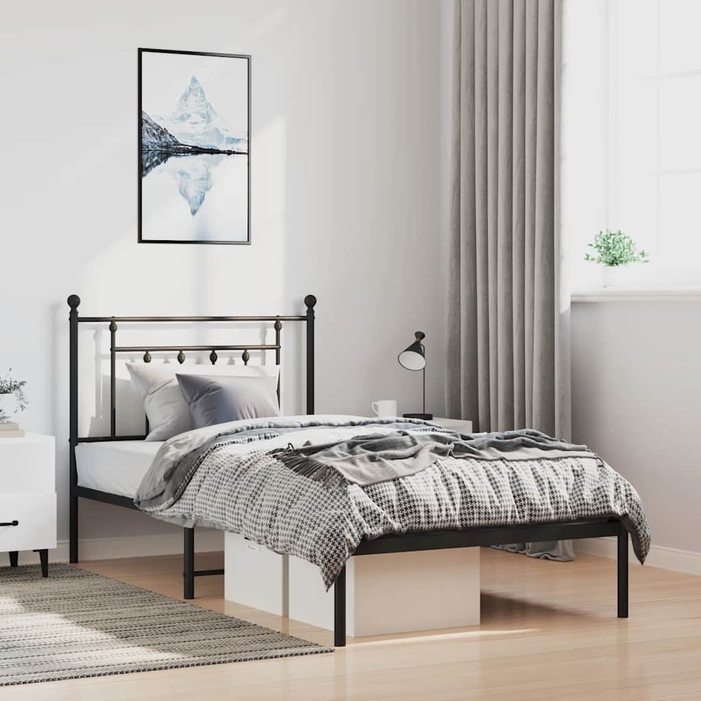sengeramme med sengegavl 100x200 cm metal sort