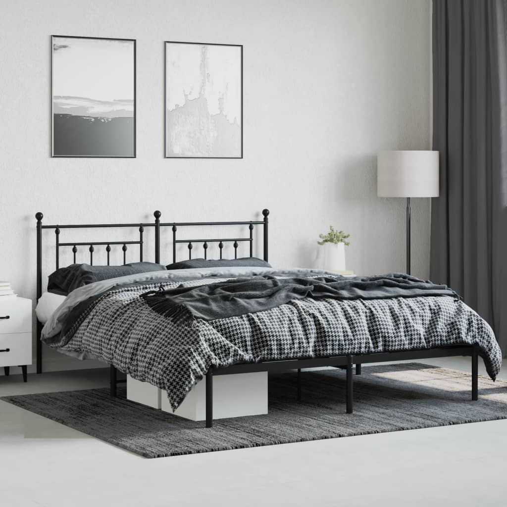 sengeramme med sengegavl 160x200 cm metal sort