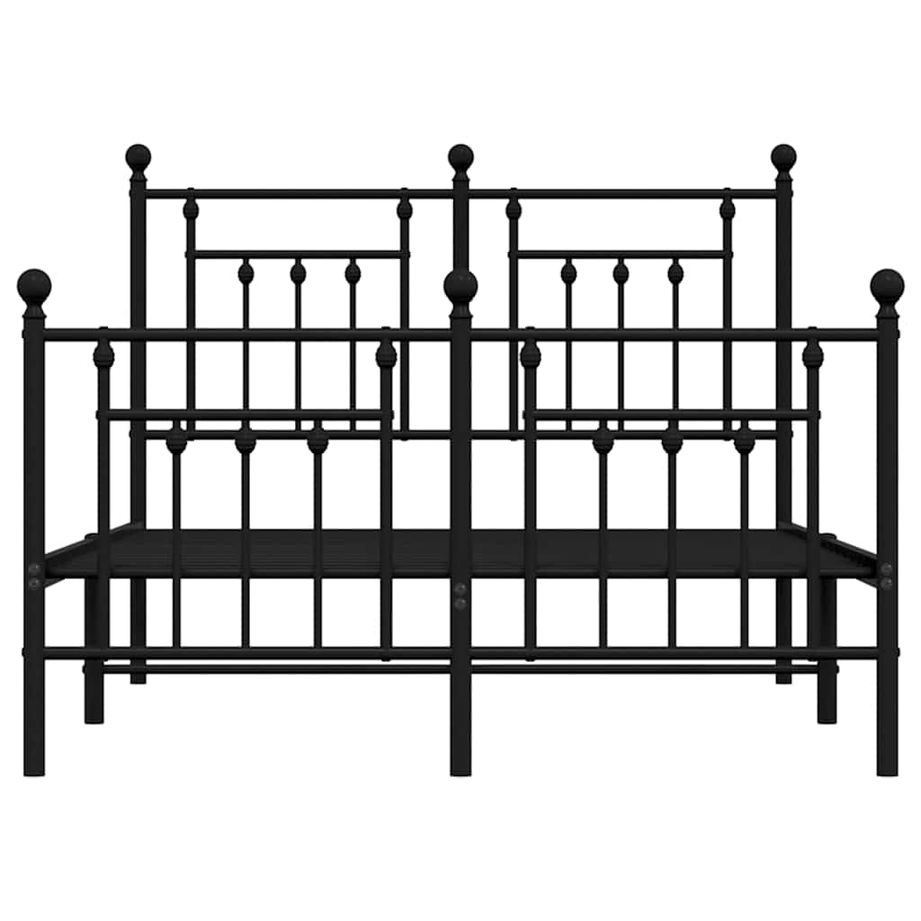 sengeramme med sengegavl og fodgærde 120x190 cm metal sort