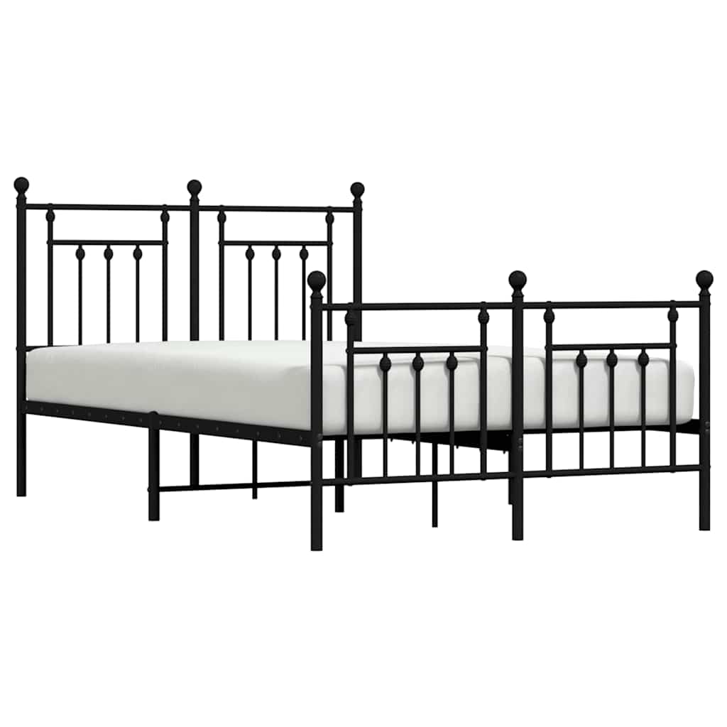 sengeramme med sengegavl og fodgærde 135x190 cm metal sort
